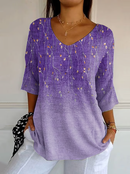 Women Floral Three Quarter Sleeve Tee T-shirt V Neck Printing Casual Spring/Fall Graphic Tee Top, Purple, T-Shirts
Women Floral Three Quarter Sleeve Tee T-shirt V Neck Printing Casual Spring/Fall Graphic Tee Top, Purple, T-Shirts