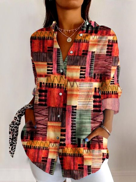 V Neck Long Sleeve Geometric Regular Micro-Elasticity Regular Fit Shirt For Women, Orange, Shirts
V Neck Long Sleeve Geometric Regular Micro-Elasticity Regular Fit Shirt For Women, Orange, Shirts