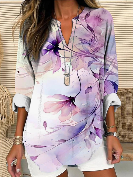 Shawl Collar Half Sleeve Floral Regular Loose Blouse For Women, As picture, Blouses
Shawl Collar Half Sleeve Floral Regular Loose Blouse For Women, As picture, Blouses