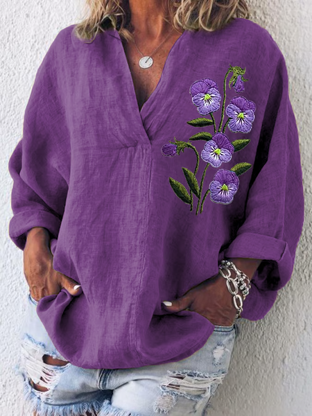 Women Floral Long Sleeve Shirt Spring/Fall Printing Shawl Collar Daily Casual Top, Purple, Shirts
Women Floral Long Sleeve Shirt Spring/Fall Printing Shawl Collar Daily Casual Top, Purple, Shirts