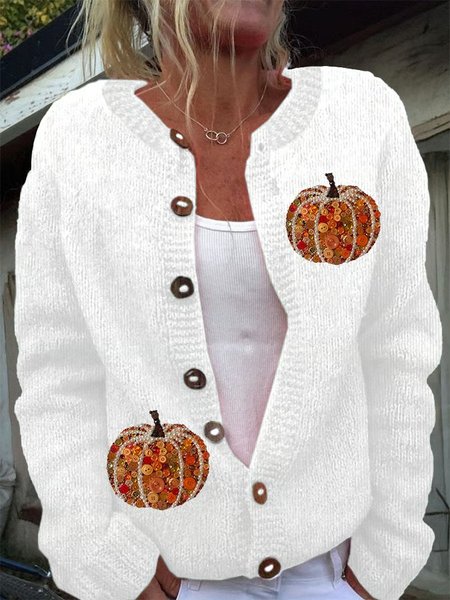 Women Knitted Pumpkin Pattern Long Sleeve Comfy Vintage Cardigan, White, Sweaters
Women Knitted Pumpkin Pattern Long Sleeve Comfy Vintage Cardigan, White, Sweaters