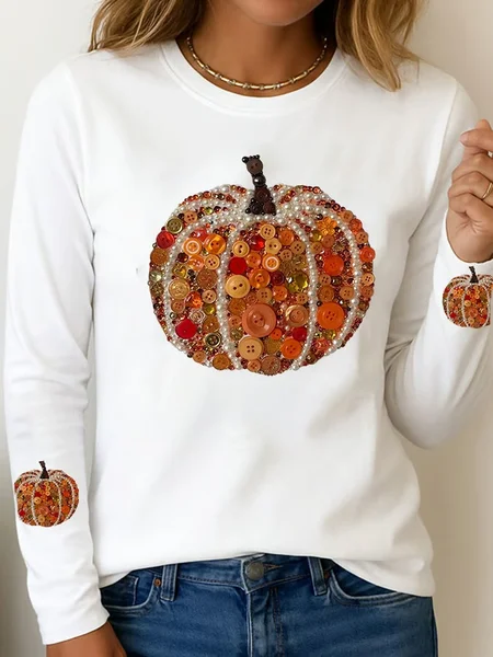 Vintage Halloween (pumpkin) Crew Neck Long Sleeve T-shirt, White, T-shirts
Vintage Halloween (pumpkin) Crew Neck Long Sleeve T-shirt, White, T-shirts