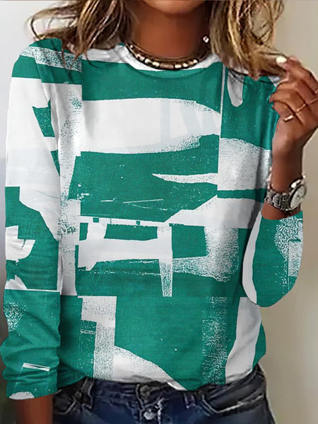 Vintage Crew Neck Geometric Sweatshirt, As picture, T-shirts
Vintage Crew Neck Geometric Sweatshirt, As picture, T-shirts