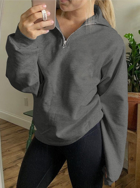Women Plain Shawl Collar Zipper Casual Spring/Fall Long Sleeve Sweatshirt, Deep gray, Sweatshirts & Hoodies
Women Plain Shawl Collar Zipper Casual Spring/Fall Long Sleeve Sweatshirt, Deep gray, Sweatshirts & Hoodies