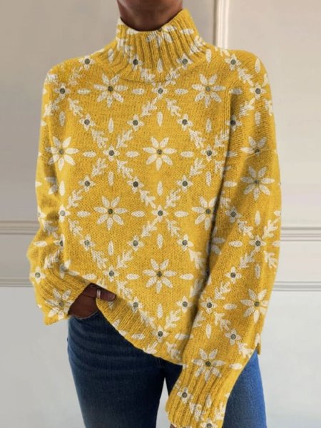 Women Floral Long Sleeve Comfy Casual Sweater, Yellow, Sweaters
Women Floral Long Sleeve Comfy Casual Sweater, Yellow, Sweaters