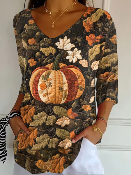 Women Halloween Pumpkin Floral Print Three Quarter Sleeve Tee T-shirt V Neck Festival Spring/Fall Graphic Tee Top, As picture, T-Shirts
Women Halloween Pumpkin Floral Print Three Quarter Sleeve Tee T-shirt V Neck Festival Spring/Fall Graphic Tee Top, As picture, T-Shirts