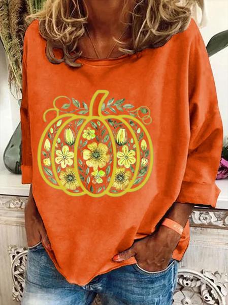 Women Halloween Pumpkin Floral Print Long Sleeve Tee T-shirt Crew Neck Festival Spring/Fall Graphic Tee Top, Orange, T-Shirts
Women Halloween Pumpkin Floral Print Long Sleeve Tee T-shirt Crew Neck Festival Spring/Fall Graphic Tee Top, Orange, T-Shirts