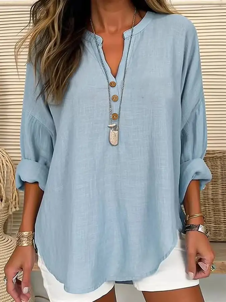 Women Plain Long Sleeve Blouse Spring/Fall Printing V Neck Daily Casual Top, Blue, Shirts
Women Plain Long Sleeve Blouse Spring/Fall Printing V Neck Daily Casual Top, Blue, Shirts