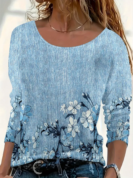 Women Floral Long Sleeve Tee T-shirt Crew Neck Printing Casual Spring/Fall Graphic Tee Top, Blue, T-Shirts
Women Floral Long Sleeve Tee T-shirt Crew Neck Printing Casual Spring/Fall Graphic Tee Top, Blue, T-Shirts