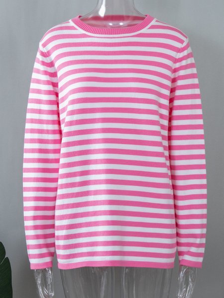 Women Striped Split Joint Spring/Fall Street Long Sleeve Crew Neck Sweater, Pink, Sweaters
Women Striped Split Joint Spring/Fall Street Long Sleeve Crew Neck Sweater, Pink, Sweaters