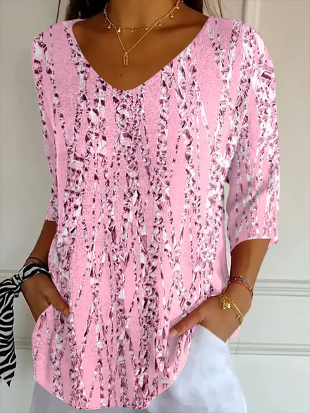 Women Abstract Three Quarter Sleeve Tee T-shirt V Neck Printing Casual Spring/Fall Graphic Tee Top, Pink, T-Shirts
Women Abstract Three Quarter Sleeve Tee T-shirt V Neck Printing Casual Spring/Fall Graphic Tee Top, Pink, T-Shirts