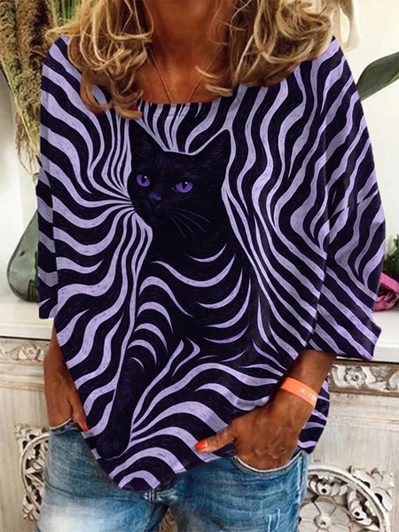 Vintage Cat Crew Neck Long Sleeve T-shirt, Purple, T-shirts
Vintage Cat Crew Neck Long Sleeve T-shirt, Purple, T-shirts