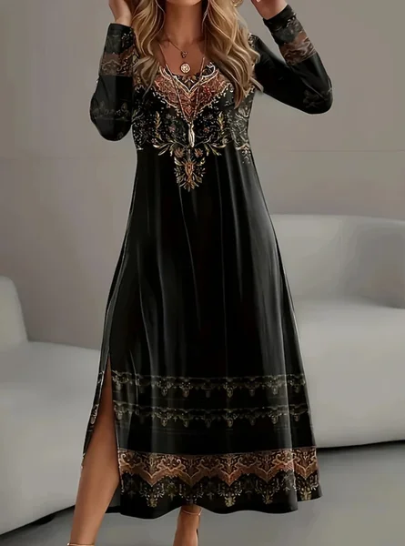 Women Ethnic Geometry Spring/Fall Dress Crew Neck Long Sleeve T-Shirt Dress H-Line Dress, Black, Dresses
Women Ethnic Geometry Spring/Fall Dress Crew Neck Long Sleeve T-Shirt Dress H-Line Dress, Black, Dresses