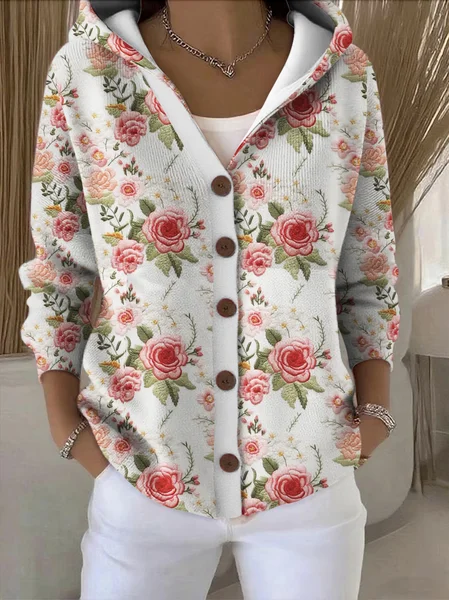Women Cotton Floral Long Sleeve Comfy Casual Cardigan, Off white, Sweaters
Women Cotton Floral Long Sleeve Comfy Casual Cardigan, Off white, Sweaters