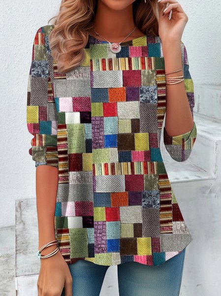 Casual Floral Crew Neck Long Sleeve T-shirt, Multicolor, T-shirts
Casual Floral Crew Neck Long Sleeve T-shirt, Multicolor, T-shirts