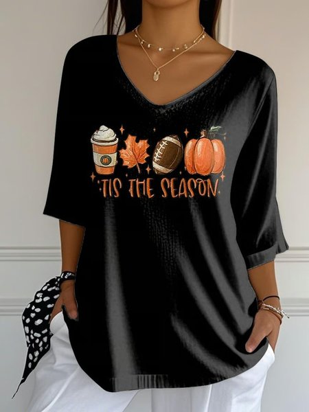 Vintage Pumpkin Pattern Crew Neck Three Quarter Sleeve T-shirt, Black, T-shirts
Vintage Pumpkin Pattern Crew Neck Three Quarter Sleeve T-shirt, Black, T-shirts