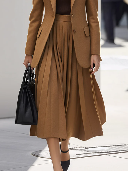 Urban Pleated Plain Midi Skirt, Brown, Skirts
Urban Pleated Plain Midi Skirt, Brown, Skirts