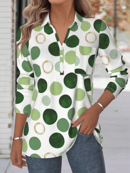 Shirt Collar Long Sleeve Geometric Regular Loose Shirt For Women, Green, Shirts
Shirt Collar Long Sleeve Geometric Regular Loose Shirt For Women, Green, Shirts