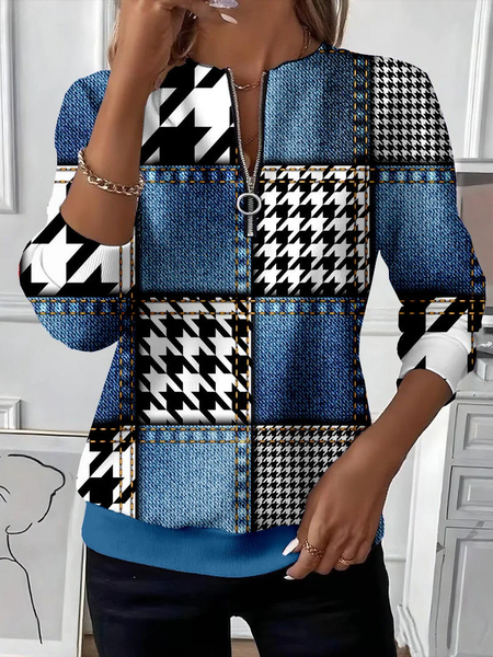 Women Houndstooth Crew Neck Printing Casual Spring/Fall Long Sleeve Sweatshirt, Blue, Sweatshirts & Hoodies
Women Houndstooth Crew Neck Printing Casual Spring/Fall Long Sleeve Sweatshirt, Blue, Sweatshirts & Hoodies