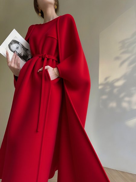 Elegant Plain Shawl Collar Coat No Belt, Red, Coats
Elegant Plain Shawl Collar Coat No Belt, Red, Coats