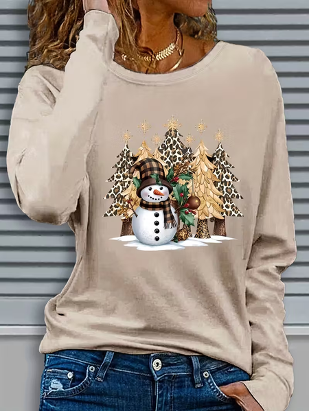 Casual Christmas Snowman Crew Neck Long Sleeve T-shirt, Khaki, T-shirts
Casual Christmas Snowman Crew Neck Long Sleeve T-shirt, Khaki, T-shirts