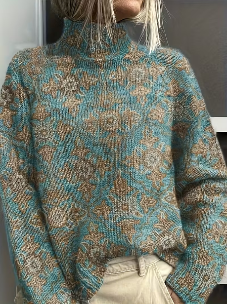 Women Floral Printing Spring/Fall Vintage Long Sleeve Turtleneck Sweater, Blue, Sweaters
Women Floral Printing Spring/Fall Vintage Long Sleeve Turtleneck Sweater, Blue, Sweaters