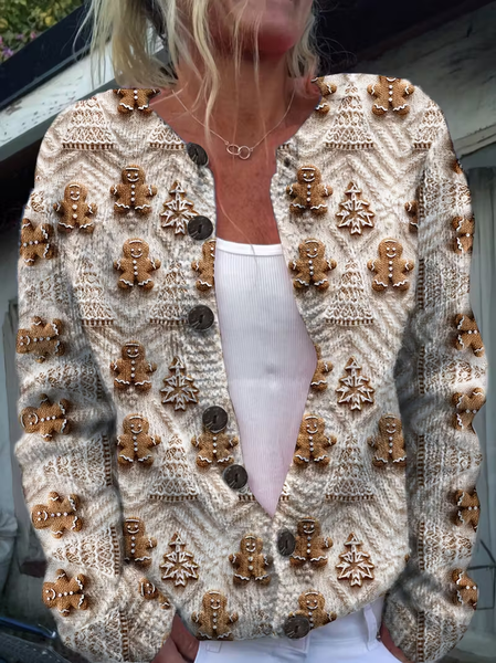 Women Christmas Printing Long Sleeve Crew Neck Vintage Spring/Fall Cardigan Outerwear, Apricot, Cardigans 
Women Christmas Printing Long Sleeve Crew Neck Vintage Spring/Fall Cardigan Outerwear, Apricot, Cardigans