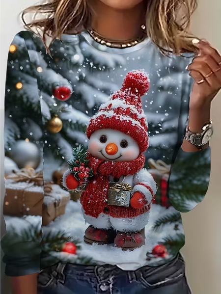 Women Christmas Snowman Long Sleeve Tee T-shirt Crew Neck Printing Casual Spring/Fall Graphic Tee Top, As picture, T-Shirts
Women Christmas Snowman Long Sleeve Tee T-shirt Crew Neck Printing Casual Spring/Fall Graphic Tee Top, As picture, T-Shirts
