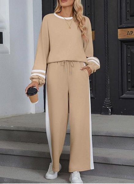 Women Color Block Two-Piece Set Daily Long Sleeve Casual Spring/Fall Top With Pants Matching Set, Khaki, Jumpsuits&Rompers
Women Color Block Two-Piece Set Daily Long Sleeve Casual Spring/Fall Top With Pants Matching Set, Khaki, Jumpsuits&Rompers