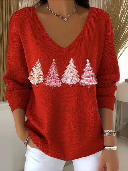 Women Plants Spring/Fall Casual Long Sleeve V Neck Cotton Sweater, Red, Sweaters
Women Plants Spring/Fall Casual Long Sleeve V Neck Cotton Sweater, Red, Sweaters