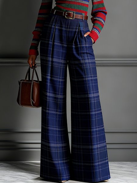 Urban Plaid Printing Wide Leg Fashion Pants No Belt, Blue, Pants
Urban Plaid Printing Wide Leg Fashion Pants No Belt, Blue, Pants