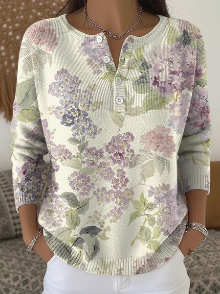 Women Floral Long Sleeve Comfy Casual Sweater, Purple, Sweaters
Women Floral Long Sleeve Comfy Casual Sweater, Purple, Sweaters