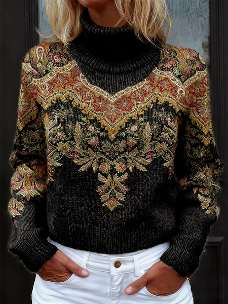 Women Geometric Long Sleeve Comfy Vintage Sweater, Black, Sweaters
Women Geometric Long Sleeve Comfy Vintage Sweater, Black, Sweaters