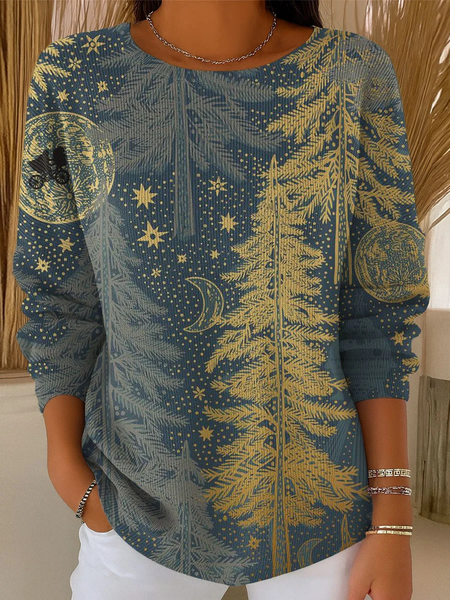 Women Christmas Printing Spring/Fall Casual Long Sleeve Crew Neck Sweater, Blue, Sweaters
Women Christmas Printing Spring/Fall Casual Long Sleeve Crew Neck Sweater, Blue, Sweaters