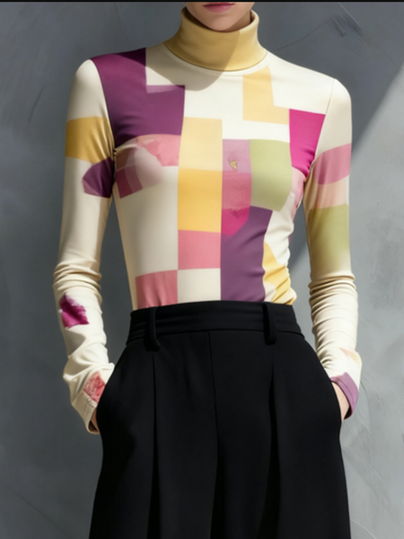 Urban Geometric Turtleneck T-shirt, As picture, Tees
Urban Geometric Turtleneck T-shirt, As picture, Tees