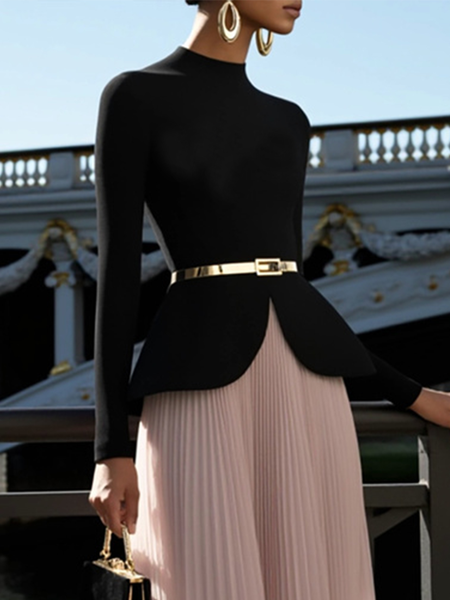 Urban Plain Stand Collar Blouse With Belt, Black, Blouses and Shirts
Urban Plain Stand Collar Blouse With Belt, Black, Blouses and Shirts