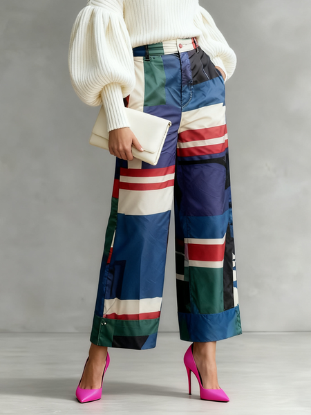 Urban Geometric Straight Pants, As picture, Pants
Urban Geometric Straight Pants, As picture, Pants