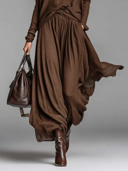 Elegant Plain Midi Sweater Skirt, Brown, Skirts
Elegant Plain Midi Sweater Skirt, Brown, Skirts