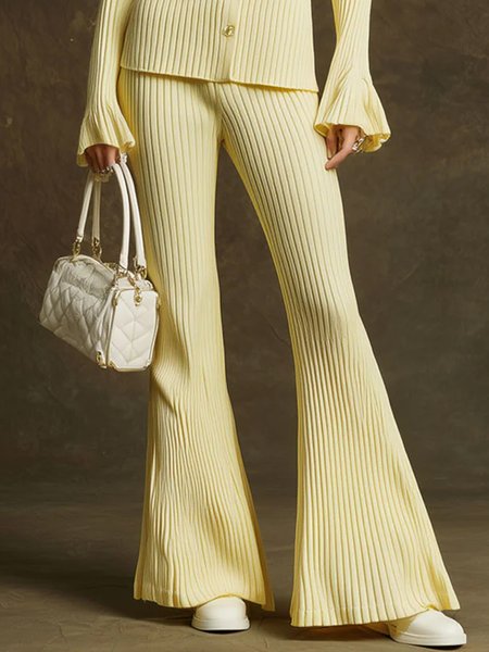 Casual Plain Flare Sweater Fashion Pants, Yellow, Pants
Casual Plain Flare Sweater Fashion Pants, Yellow, Pants