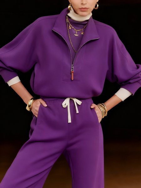 Cotton Casual Plain Zipper Shawl Collar Sweatshirt, Purple, Hoodies and Sweatshirts
Cotton Casual Plain Zipper Shawl Collar Sweatshirt, Purple, Hoodies and Sweatshirts