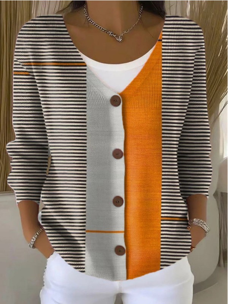 Women Striped Long Sleeve Comfy Vintage Cardigan, Orange, Cardigans
Women Striped Long Sleeve Comfy Vintage Cardigan, Orange, Cardigans