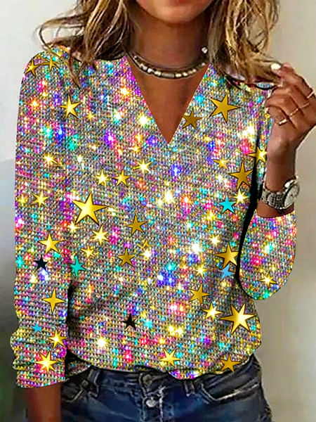 Elegant Gradient Pattern V Neck Long Sleeve T-shirt, Color1, T-shirts
Elegant Gradient Pattern V Neck Long Sleeve T-shirt, Color1, T-shirts