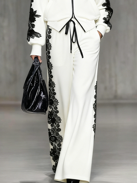 Urban Color Block Straight Pants, White, Pants
Urban Color Block Straight Pants, White, Pants