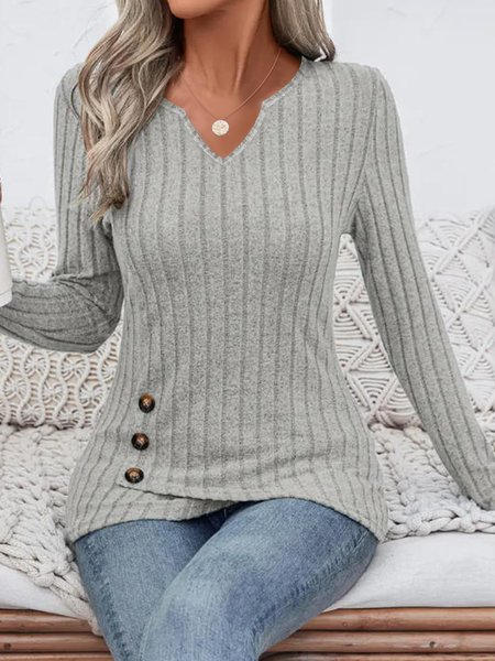 Women Plain V Neck Elegant Long Sleeve T-shirt, Light gray, Long Sleeves
Women Plain V Neck Elegant Long Sleeve T-shirt, Light gray, Long Sleeves