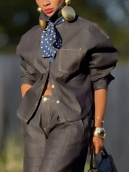 Casual Plain Shirt Collar Denim Shirt, As picture, Blouses and Shirts
Casual Plain Shirt Collar Denim Shirt, As picture, Blouses and Shirts