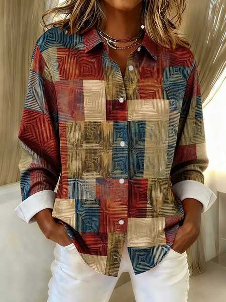 Women Abstract Long Sleeve Shirt Spring/Fall Buckle Shirt Collar Regular Sleeve Daily Casual Top, As picture, Shirts
Women Abstract Long Sleeve Shirt Spring/Fall Buckle Shirt Collar Regular Sleeve Daily Casual Top, As picture, Shirts