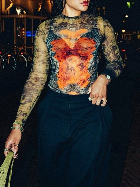 Elegant Random Print Printing Crew Neck T-shirt, As picture, Tees
Elegant Random Print Printing Crew Neck T-shirt, As picture, Tees