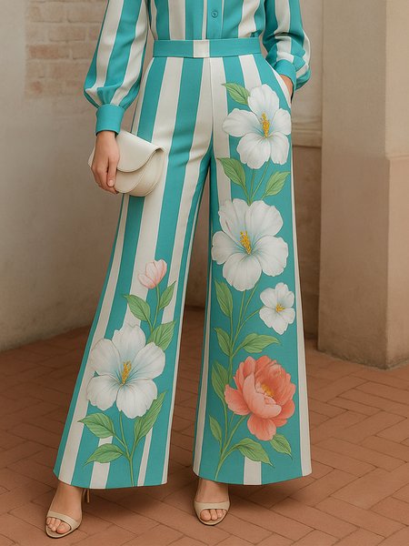 Urban Striped Floral Printing Straight Pants, As picture, Pants
Urban Striped Floral Printing Straight Pants, As picture, Pants