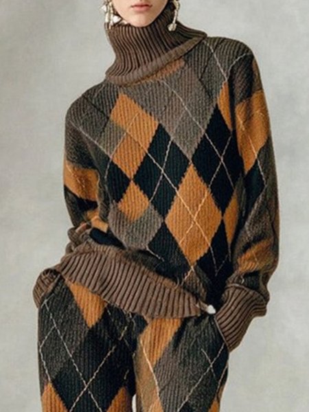 Casual Plaid Turtleneck Sweater, As picture, Pullovers
Casual Plaid Turtleneck Sweater, As picture, Pullovers