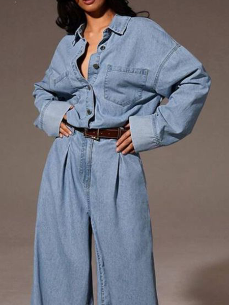 Urban Plain Shirt Collar Denim Shirt, Denim blue, Blouses and Shirts
Urban Plain Shirt Collar Denim Shirt, Denim blue, Blouses and Shirts